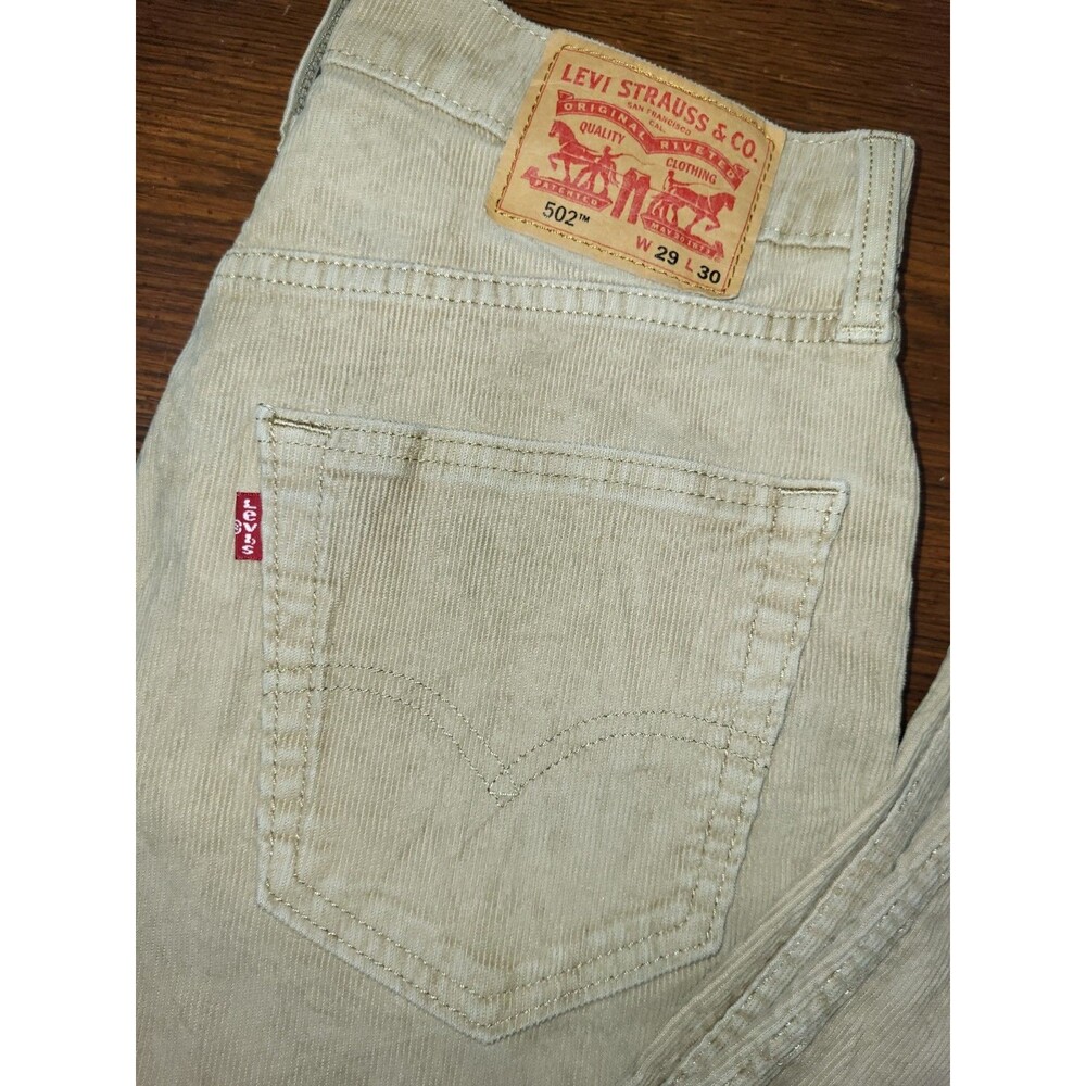 Levi's Beige Corduroy Pants Men 29x30 Measures 30x28 Tan Straight Khaki Cords - Picture 4 of 6